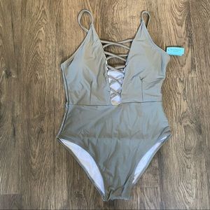 NWT Cupsay Cheeky Gal Gray one piece swimsuit
